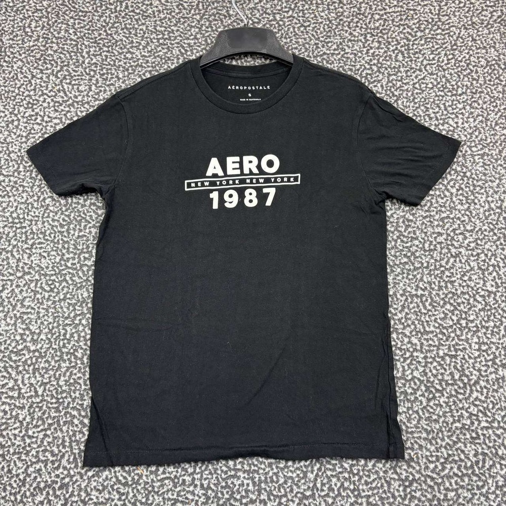 Aeropostale Shirt Men Small Black Short‎ Sleeve Crew Neck Cotton S